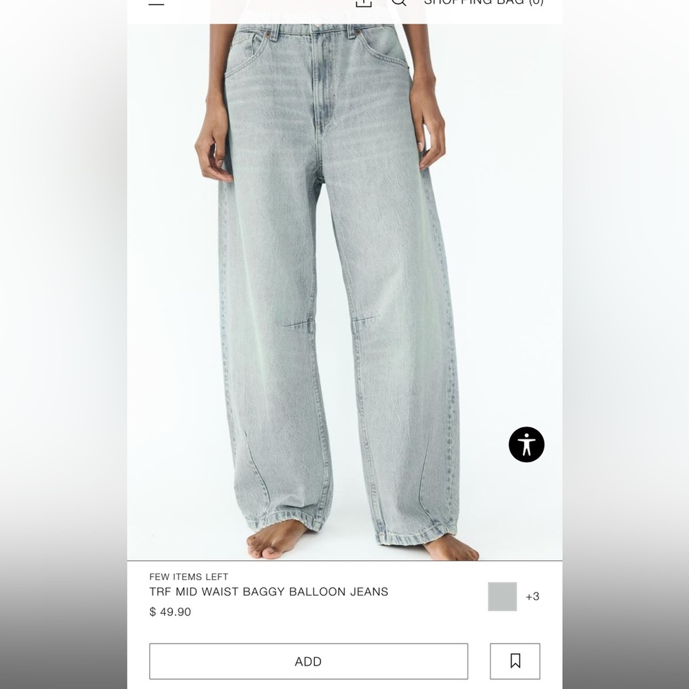 NWT Zara mid waist baggy barrel jean pants